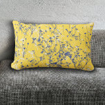 Modern Elegant Blue Wildflowers Mustard Yellow Lumbar Pillow
