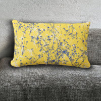 Modern Elegant Blue Wildflowers Mustard Yellow