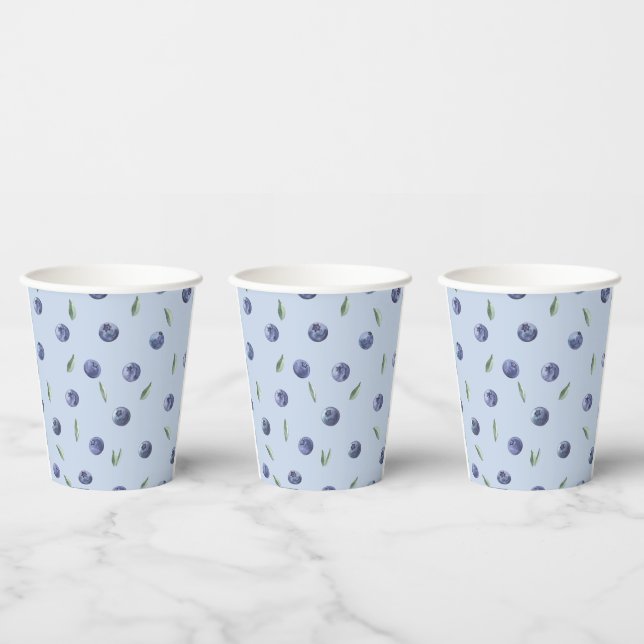 Modern Elegant Blueberry Watercolor baby shower Paper Cups (Multi)