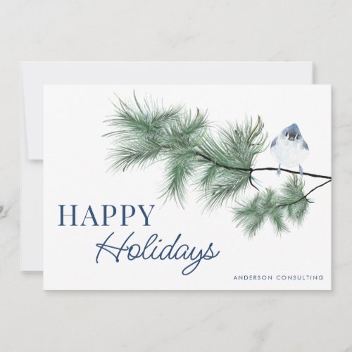 Modern Elegant Bluebird Happy Holidays Business Holiday Card