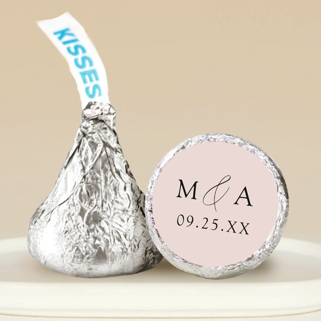 Modern Elegant Blush Monogram Wedding Hershey®'s Kisses® (Creator Uploaded)