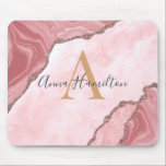 Modern Elegant Blush Pink Agate Geode Monogram Mou Mouse Pad<br><div class="desc">Modern Elegant Blush Pink Agate Geode Monogram Mouse Pad</div>