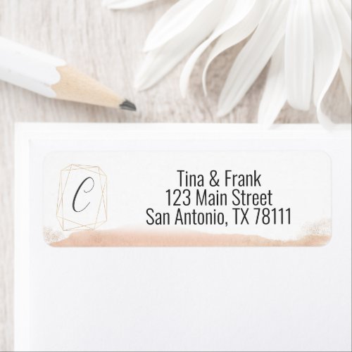 Modern Elegant Blush Pink and Gold Address Label