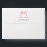 Modern Elegant Blush Pink Bow Return Address Envelope<br><div class="desc">Introducing our Modern Elegant Blush Pink Bow Return Address Envelope, designed to add a touch of sophistication to your correspondence. This envelope features a delicate hand-drawn blush pink ribbon bow on a soft pastel background, complemented by modern handwritten script fonts. Perfect for weddings, bridal showers, or any special occasion, it...</div>