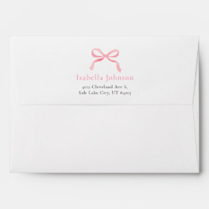 Modern Elegant Blush Pink Bow Return Address Envelope