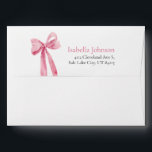 Modern Elegant Blush Pink Bow Return Address Envelope<br><div class="desc">Introducing our Modern Elegant Blush Pink Bow Return Address Envelope, designed to add a touch of sophistication to your correspondence. This envelope features a delicate hand-drawn blush pink ribbon bow on a soft pastel background, complemented by modern handwritten script fonts. Perfect for weddings, bridal showers, or any special occasion, it...</div>