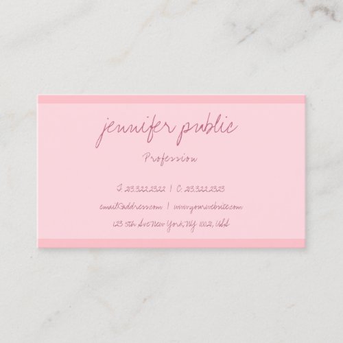 Modern Elegant Blush Pink Freehand Script Template Business Card