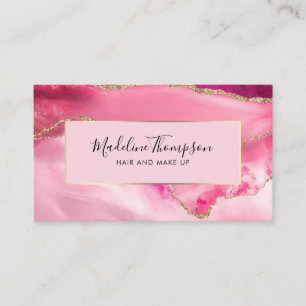Modern Elegant Blush Pink Gold Marble Agate Geode Business Card