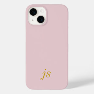 Modern Elegant Blush Pink Gold Monogram Initials Case-Mate iPhone 14 Case