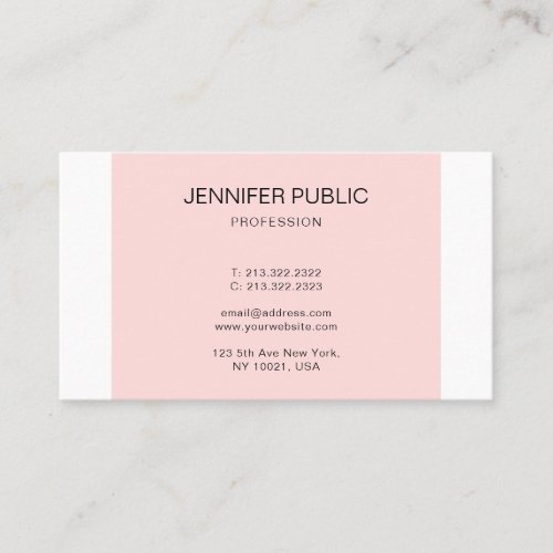Modern Elegant Blush Pink Minimalist Plain Luxury Business Card