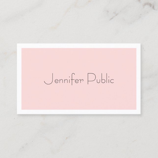 Modern Elegant Blush Pink Minimalist Professional Business Card (Front)