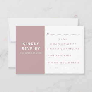 Modern Elegant Blush Pink Minimalist Wedding  RSVP Card