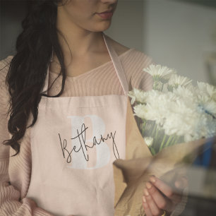 Modern Elegant Blush Pink Monogram Apron