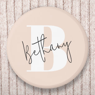Modern Elegant Blush Pink Monogram Button