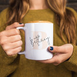 Modern Elegant Blush Pink Monogram Coffee Mug<br><div class="desc">A handwritten monogram design in an elegant style in black informal casual script typography over a blush bold pink initial oversized letter. The text can easily be customized for a design as unique as you are!</div>