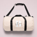 Modern Elegant Blush Pink Monogram Duffle Bag<br><div class="desc">A handwritten monogram design in an elegant style in black informal casual script typography over a blush bold pink initial oversized letter. The text can easily be customized for a design as unique as you are!</div>