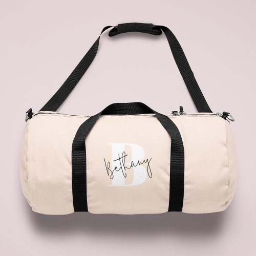 Modern Elegant Blush Pink Monogram Duffle Bag