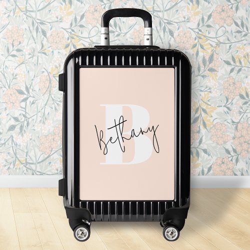 Modern Elegant Blush Pink Monogram Luggage