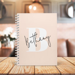 Modern Elegant Blush Pink Monogram Notebook