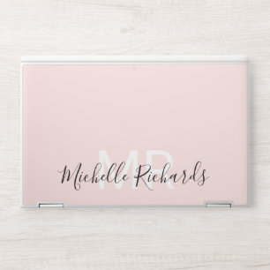 Modern elegant blush pink monogram script HP laptop skin