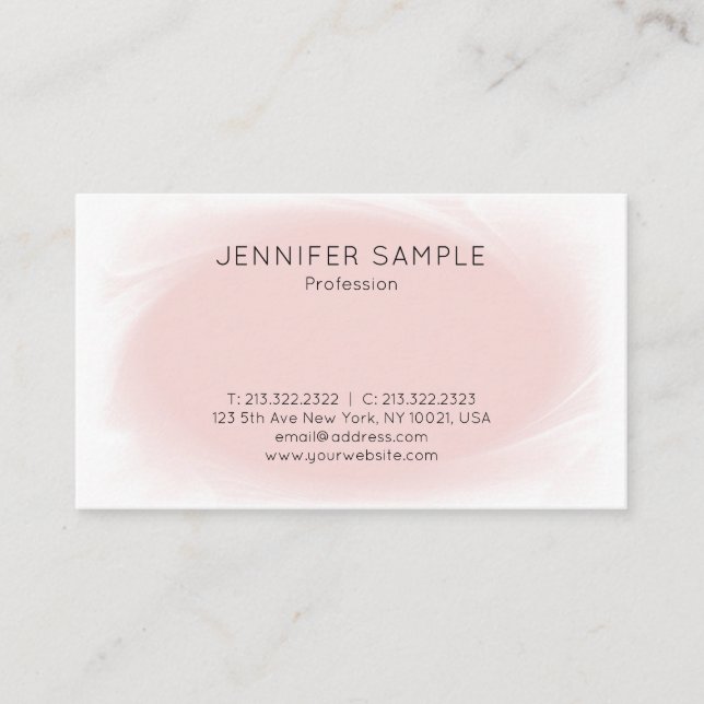 Modern Elegant Blush Pink Sleek Design Trendy Business Card (Front)