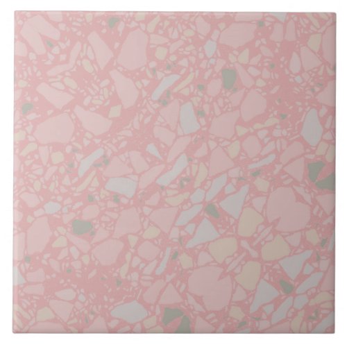Modern Elegant Blush Pink Terrazzo Effect Tile