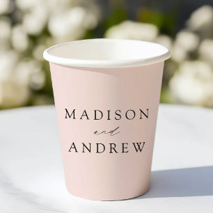 Modern Elegant Blush Pink Wedding Paper Cups