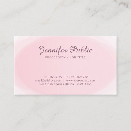 Modern Elegant Blush Pink White Chic Professional Business Card