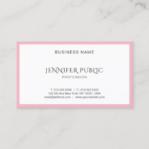 Modern Elegant Blush Pink White Clean Template Top Business Card