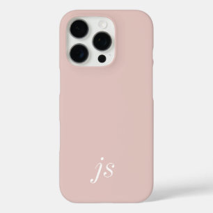 Modern Elegant Blush Pink White Monogram Initials iPhone 16 Pro Case