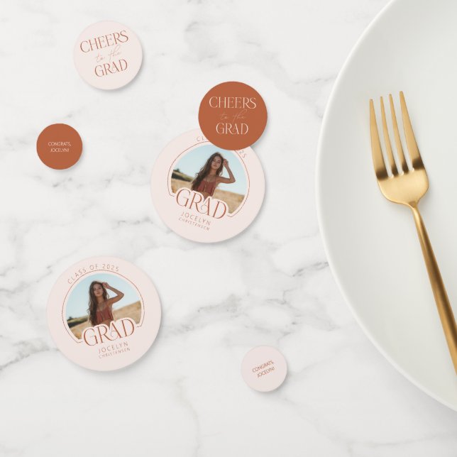 Modern Elegant Blush Terracotta Custom Graduation Confetti (Group)