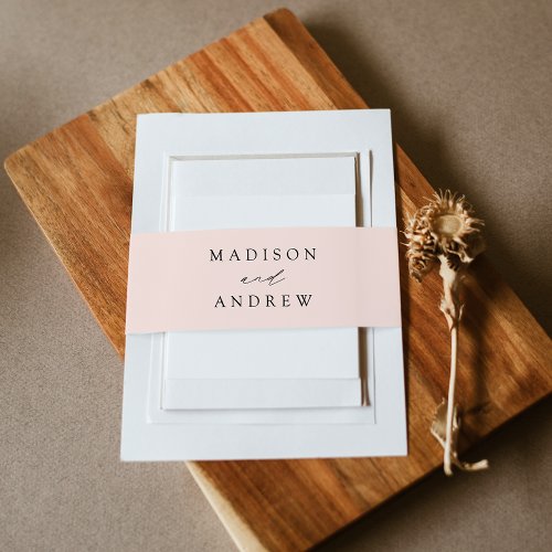 Modern Elegant Blush Wedding Invitation Belly Band