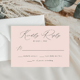 Modern Elegant Blush Wedding RSVP Card