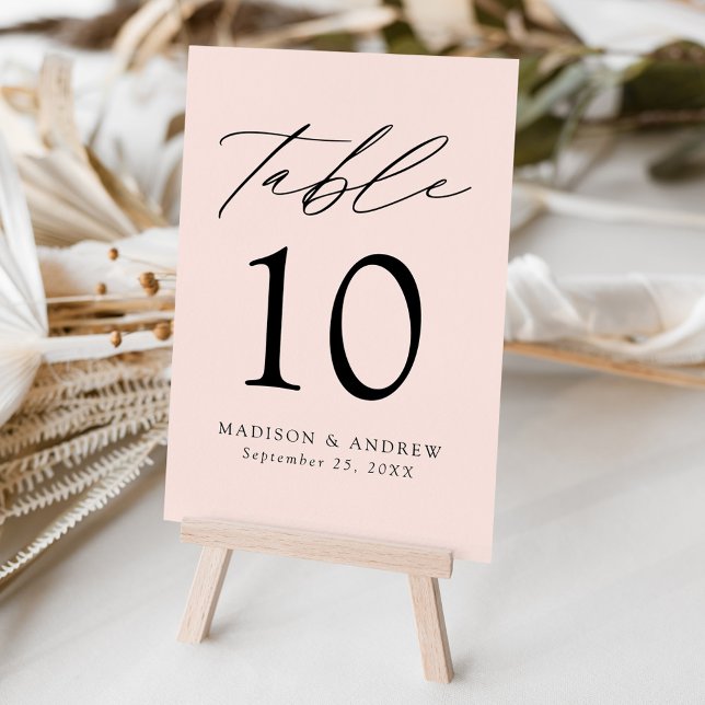 Modern Elegant Blush Wedding Table Number (Creator Uploaded)