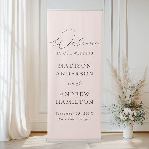 Modern Elegant Blush Wedding Welcome Retractable Banner