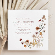 Modern Elegant Boho Nature Wildflowers Wedding  Invitation