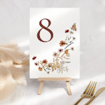 Modern Elegant Boho Nature Wildflowers Wedding  Table Number<br><div class="desc">Modern Elegant Boho Nature Wildflowers Wedding Table Number</div>