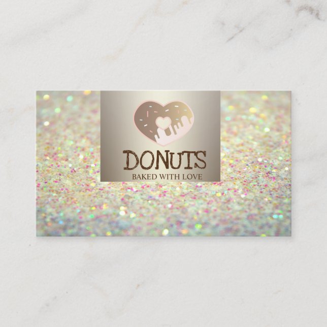Modern Elegant,Bokeh,Donuts,Bakery Business Card (Front)