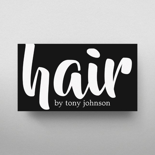 Modern Elegant Bold Black&White Hair Stylist Business Card (Creator Uploaded)