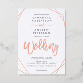Modern Elegant Bold Coral Script Wedding Letterpress Invitation