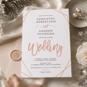 Modern Elegant Bold Coral Script Wedding Letterpress Invitation