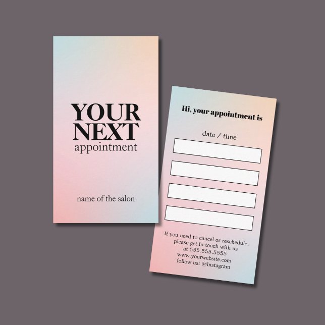 Modern Elegant Bold Pastel Gradient Appointment Card (Creator Uploaded)