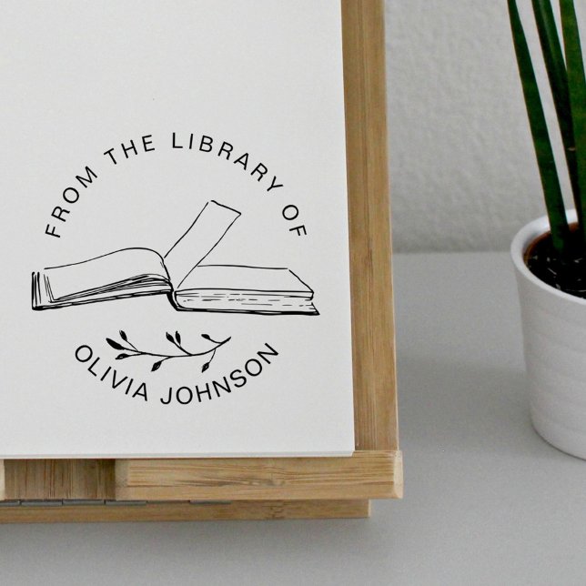 Modern Elegant Book Custom From The Library Rubber Stamp (Creator Uploaded)