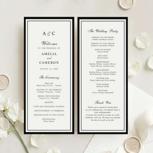 Modern Elegant Border Frame Wedding Program