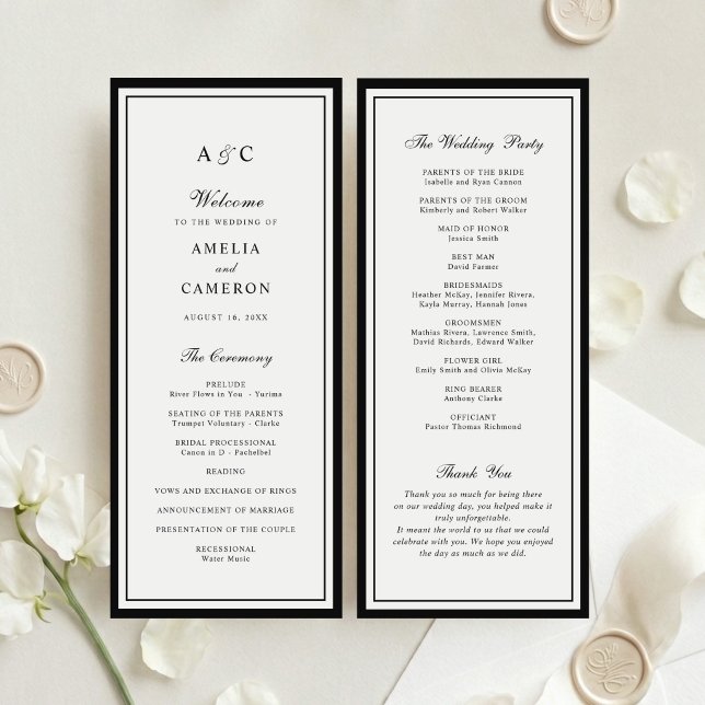 Modern Elegant Border Frame Wedding Program (Creator Uploaded)