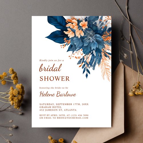 Modern Elegant Botanical Floral Bridal Shower Invitation