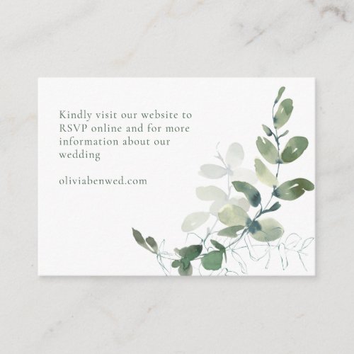 Modern Elegant Botanical Green Eucalyptus Wedding Enclosure Card