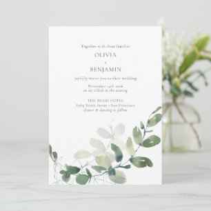 Modern Elegant Botanical Green Eucalyptus Wedding  Invitation