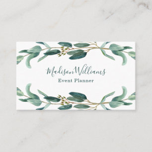 Modern Elegant Botanical Greenery Eucalyptus Business Card