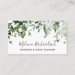 Modern Elegant Botanical Greenery Ivy Sage Ferns Business Card